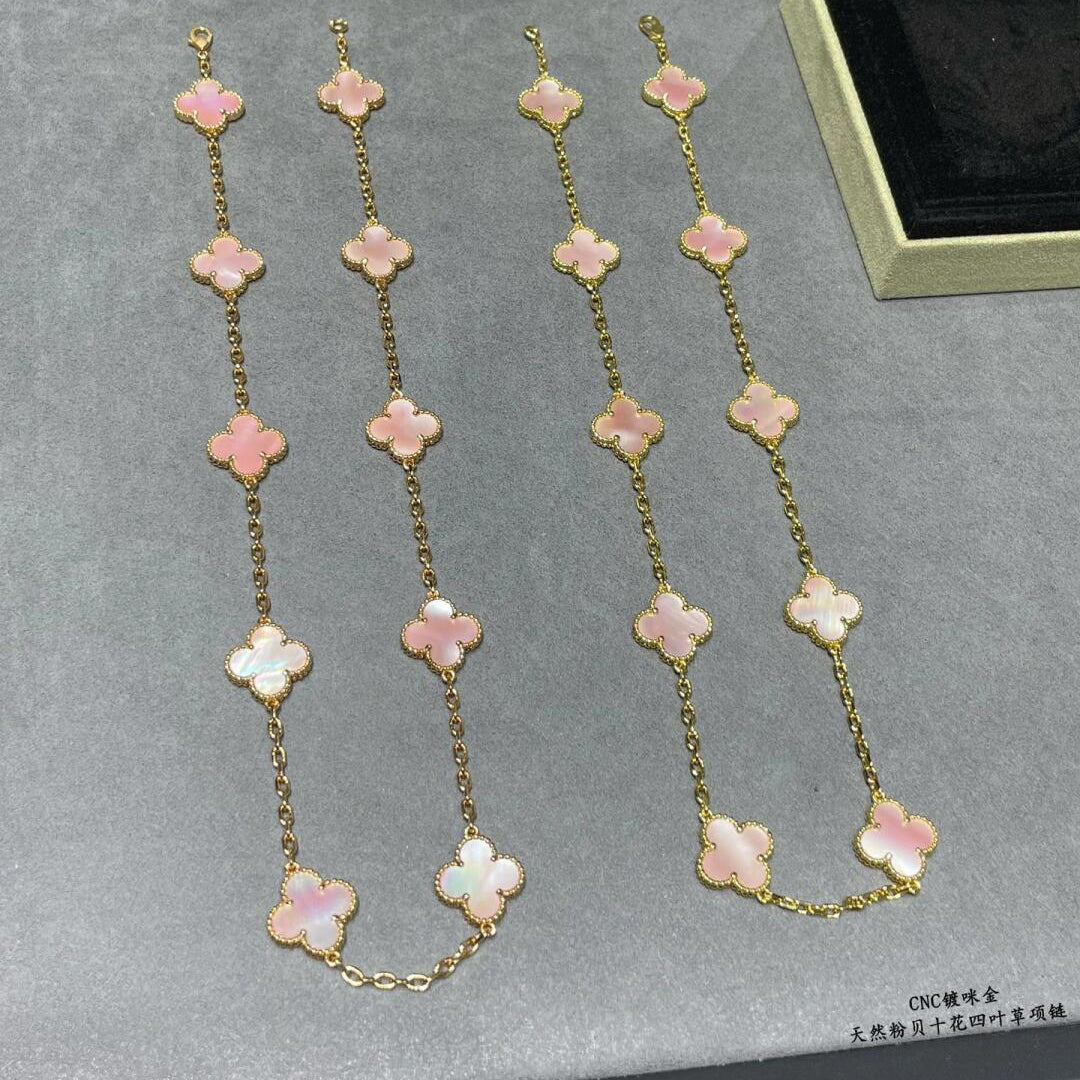 [BIJOUX]COLLIER TRÈFLE 10 MOTIFS NARC. ROSE