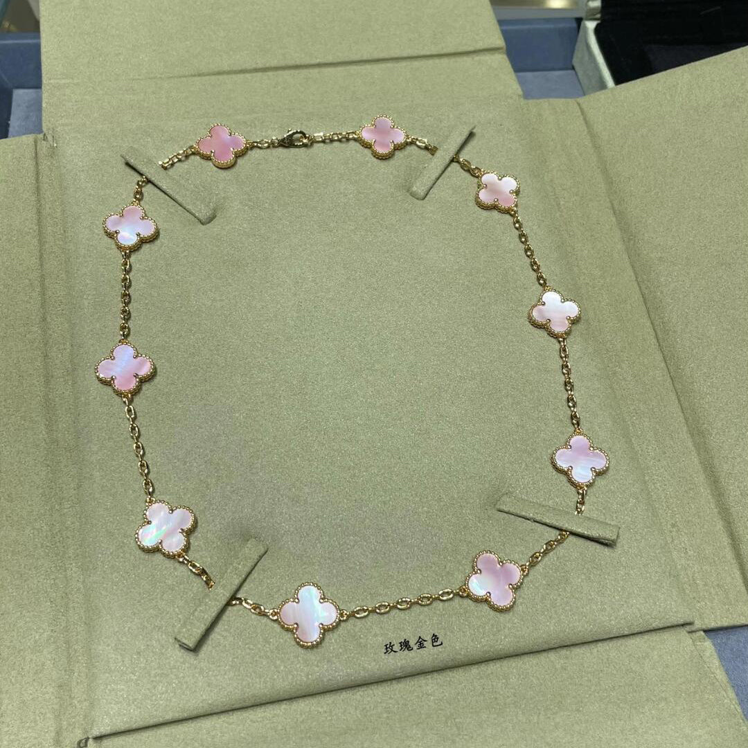 [BIJOUX]COLLIER TRÈFLE 10 MOTIFS NARC. ROSE