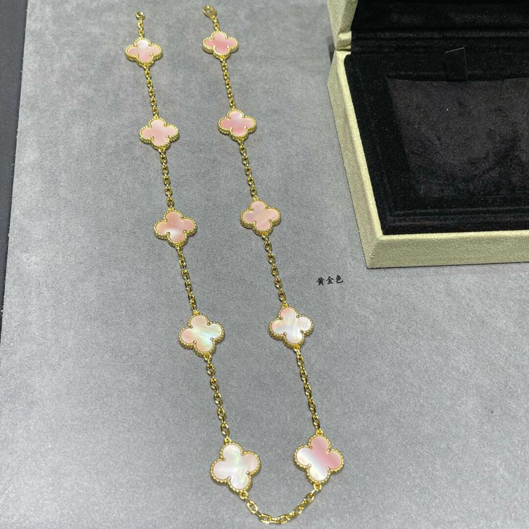 [BIJOUX]COLLIER TRÈFLE 10 MOTIFS NARC. ROSE
