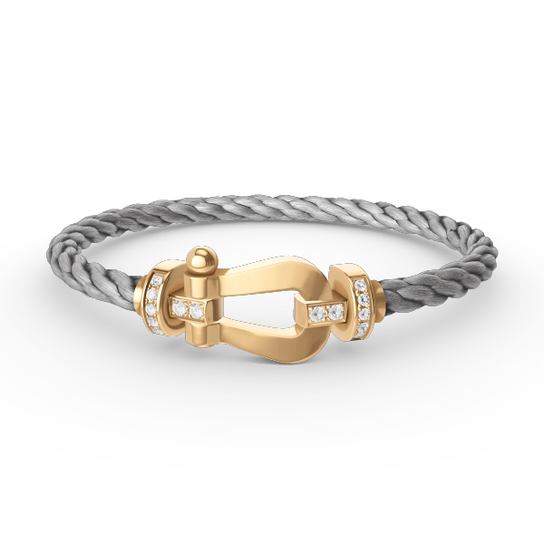 [BIJOUX]BRACELET FORCE LARGE FER A CHEVAL DEMI DIAMANT OR
