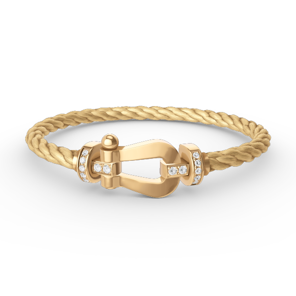 [BIJOUX]BRACELET FORCE LARGE FER A CHEVAL DEMI DIAMANT OR