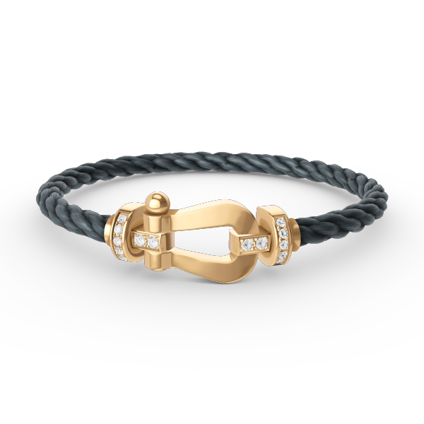 [BIJOUX]BRACELET FORCE LARGE FER A CHEVAL DEMI DIAMANT OR