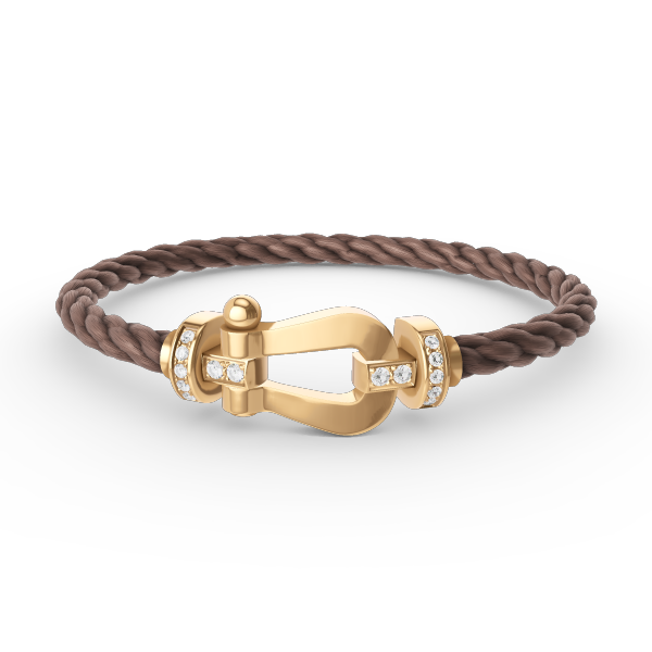 [BIJOUX]BRACELET FORCE LARGE FER A CHEVAL DEMI DIAMANT OR