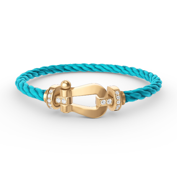 [BIJOUX]BRACELET FORCE LARGE FER A CHEVAL DEMI DIAMANT OR