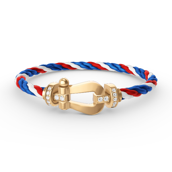 [BIJOUX]BRACELET FORCE LARGE FER A CHEVAL DEMI DIAMANT OR