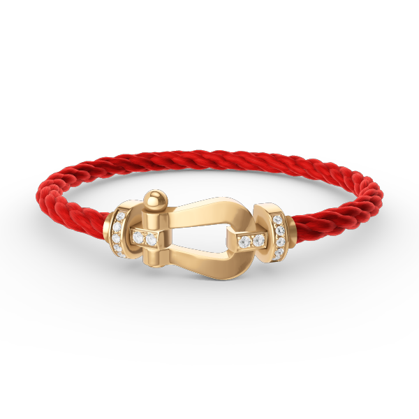 [BIJOUX]BRACELET FORCE LARGE FER A CHEVAL DEMI DIAMANT OR