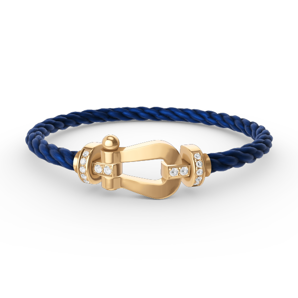 [BIJOUX]BRACELET FORCE LARGE FER A CHEVAL DEMI DIAMANT OR