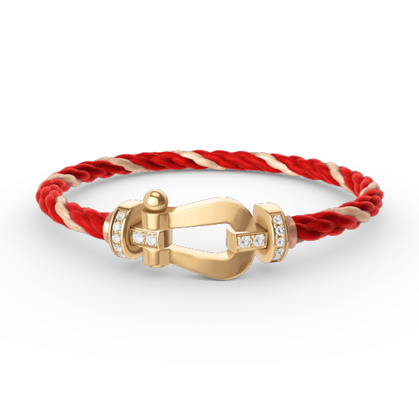 [BIJOUX]BRACELET FORCE LARGE FER A CHEVAL DEMI DIAMANT OR