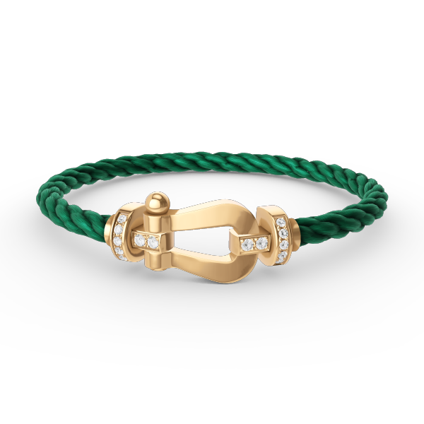 [BIJOUX]BRACELET FORCE LARGE FER A CHEVAL DEMI DIAMANT OR