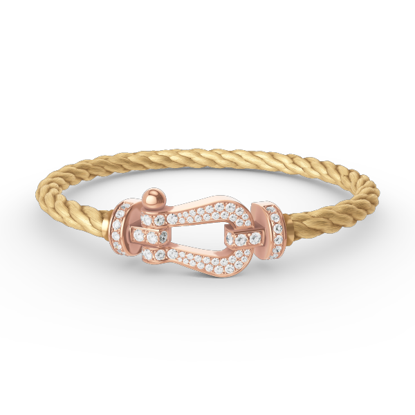 [BIJOUX]BRACELET FORCE GRAND FER À CHEVAL TOUT DIAMANT OR ROSE