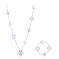 [Topon]DETACHABLE CLOVER 15(11+4) FLOWER SILVER NECKLACE SET