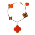 [BIJOUX]CLOVER BRACELET 5 MOTIFS CARNELIAN TIGER EYE