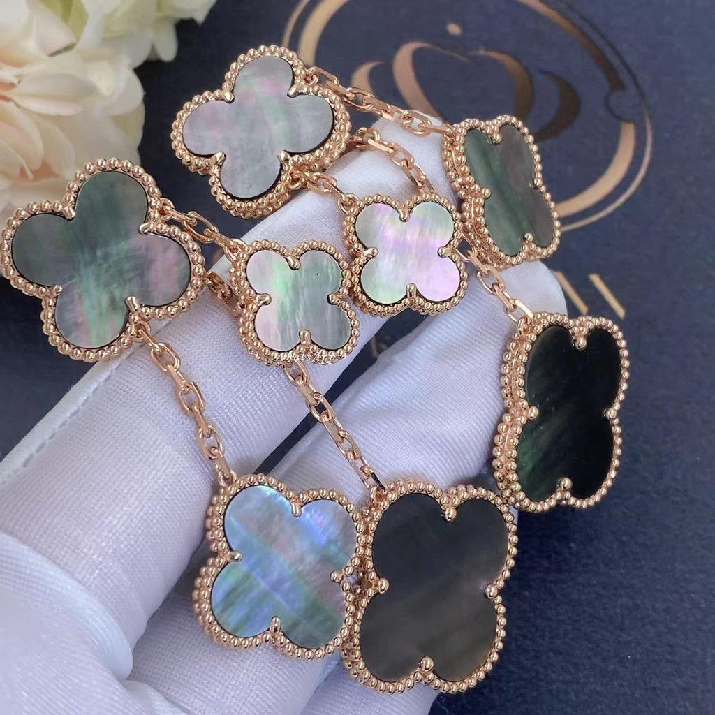 [BIJOUX]CLOVER EARRINGS DARK MOP 4 MOTIFS ROSE GOLD