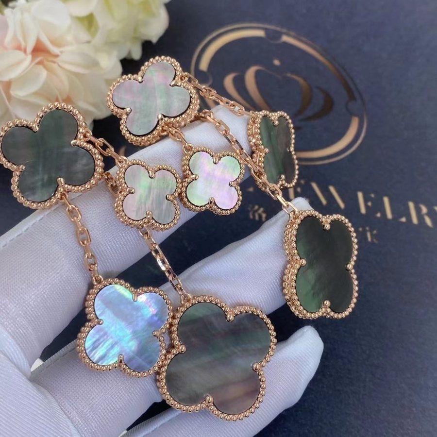 [BIJOUX]CLOVER EARRINGS DARK MOP 4 MOTIFS ROSE GOLD