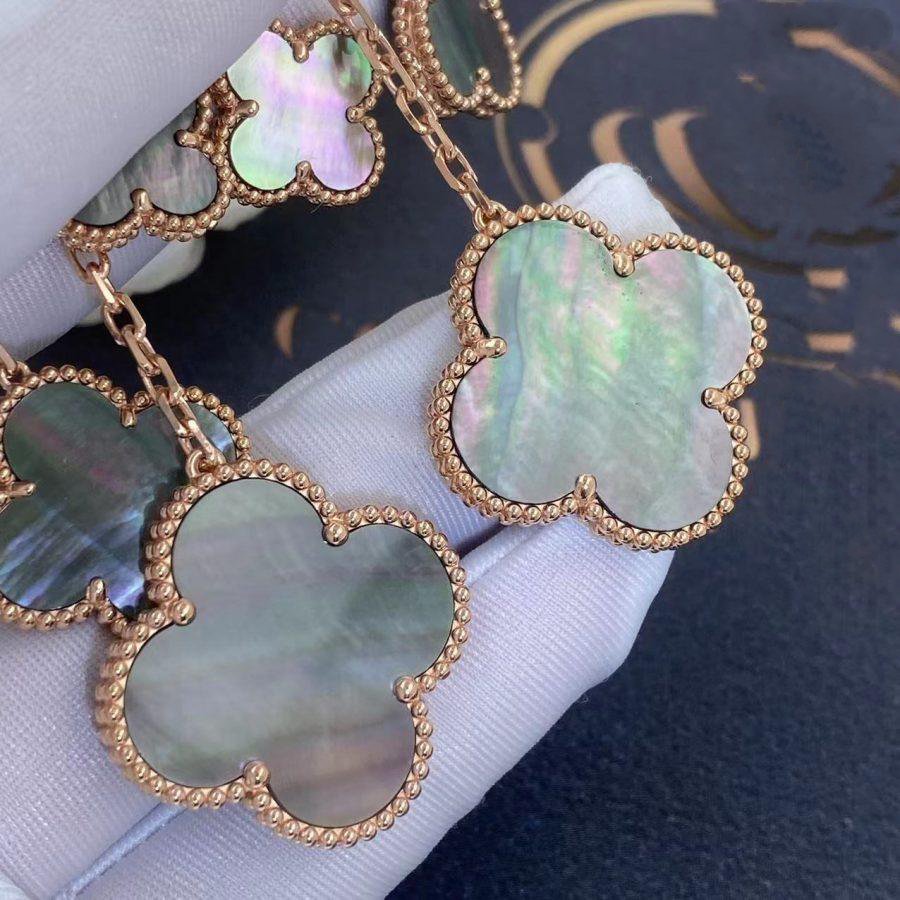 [BIJOUX]CLOVER EARRINGS DARK MOP 4 MOTIFS ROSE GOLD