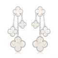 [Topon]CLOVER EARRINGS WHITE MOP 4 MOTIFS SILVER