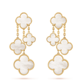 [Topon]CLOVER EARRINGS WHITE MOP 4 MOTIFS GOLD
