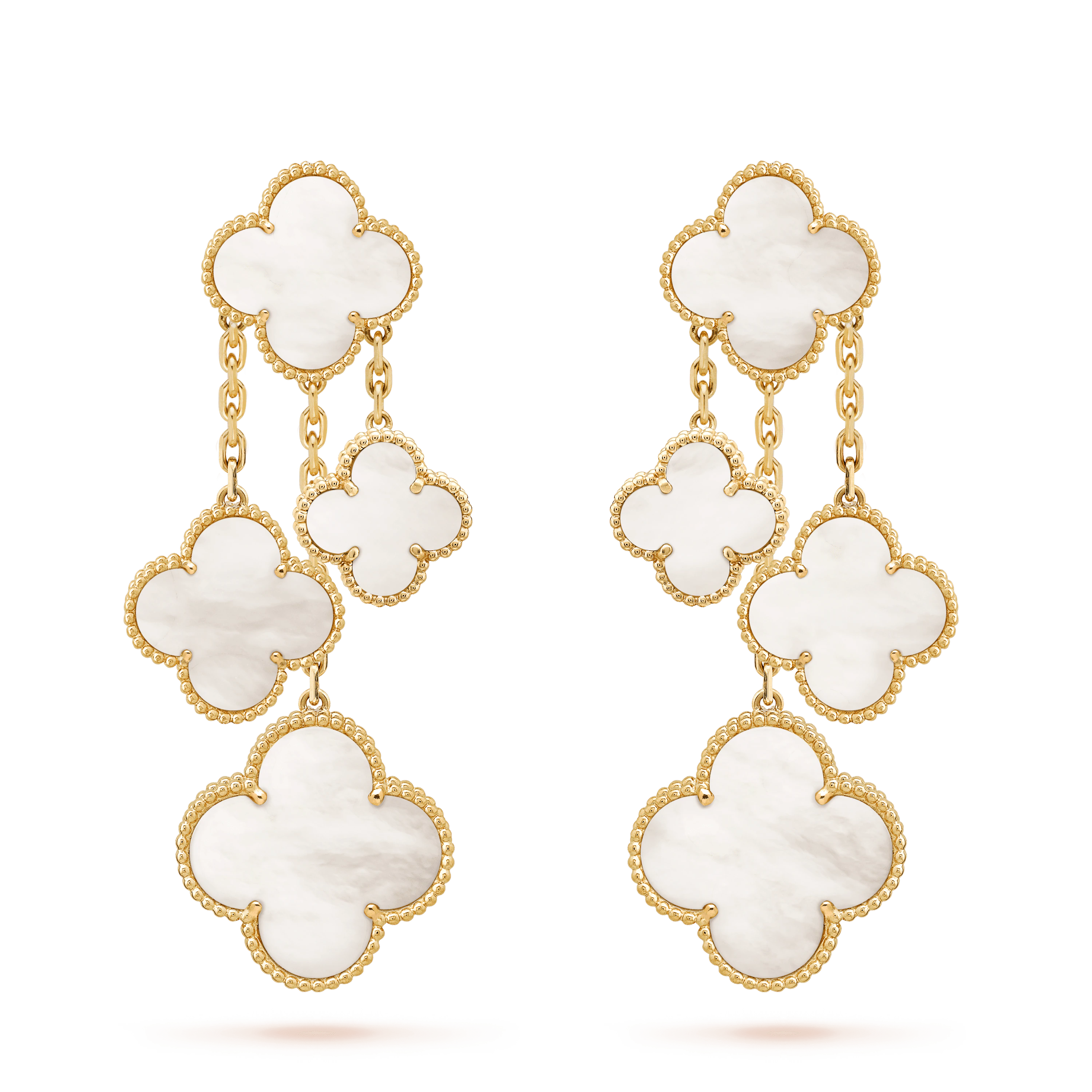 [Topon]CLOVER EARRINGS WHITE MOP 4 MOTIFS GOLD