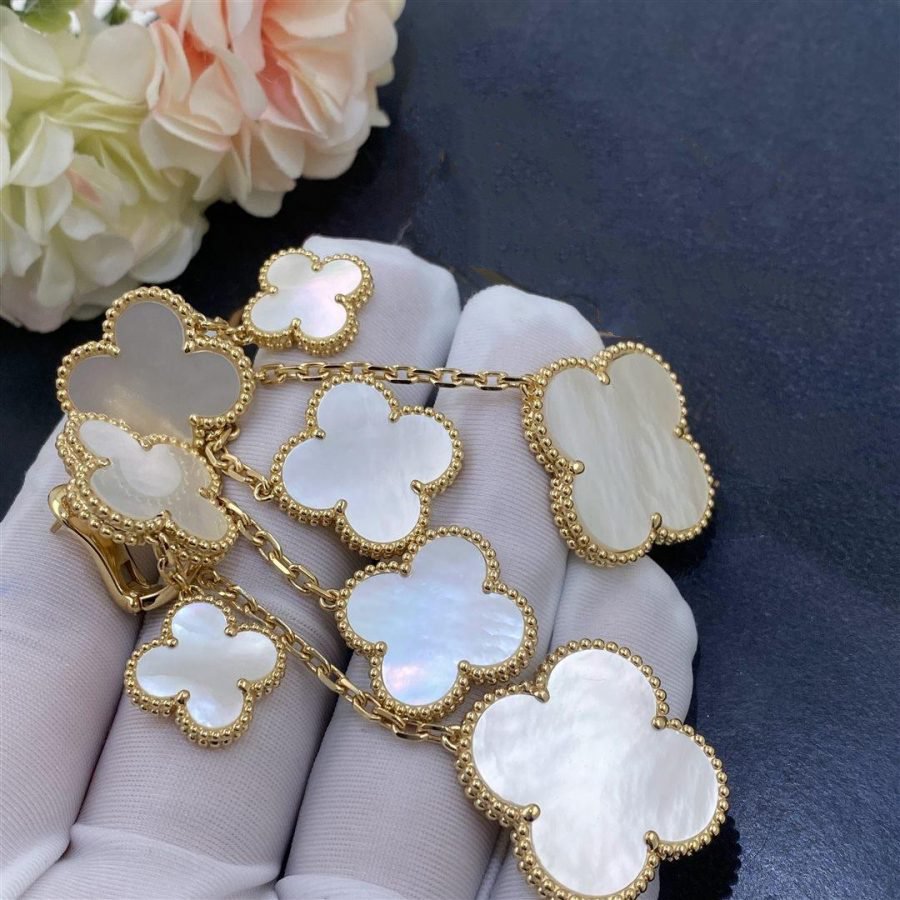 [BIJOUX]CLOVER EARRINGS WHITE MOP 4 MOTIFS GOLD