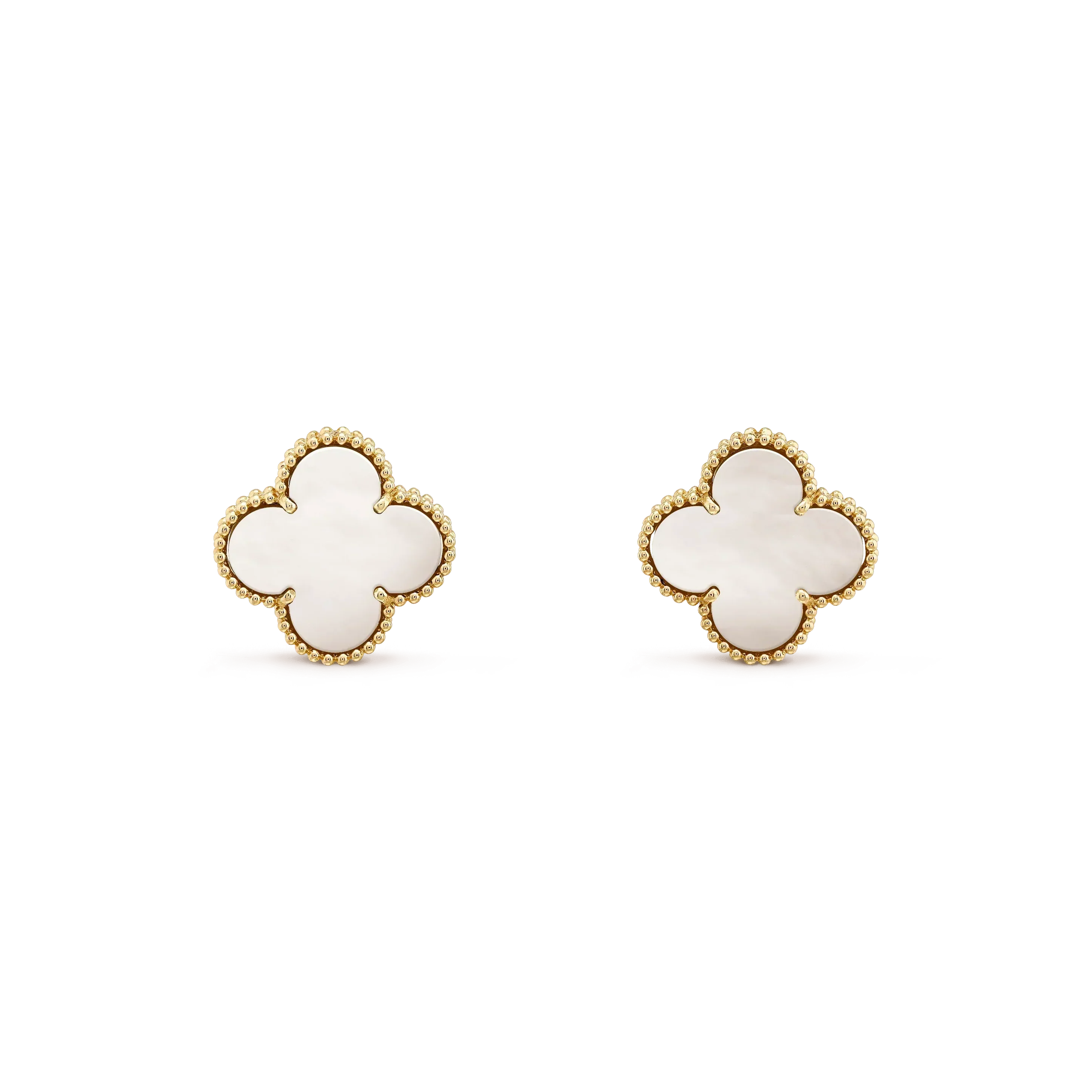 [Topon]CLOVER MEDIUM 1 MOTIFS  WHITE MOP STUD EARRINGS