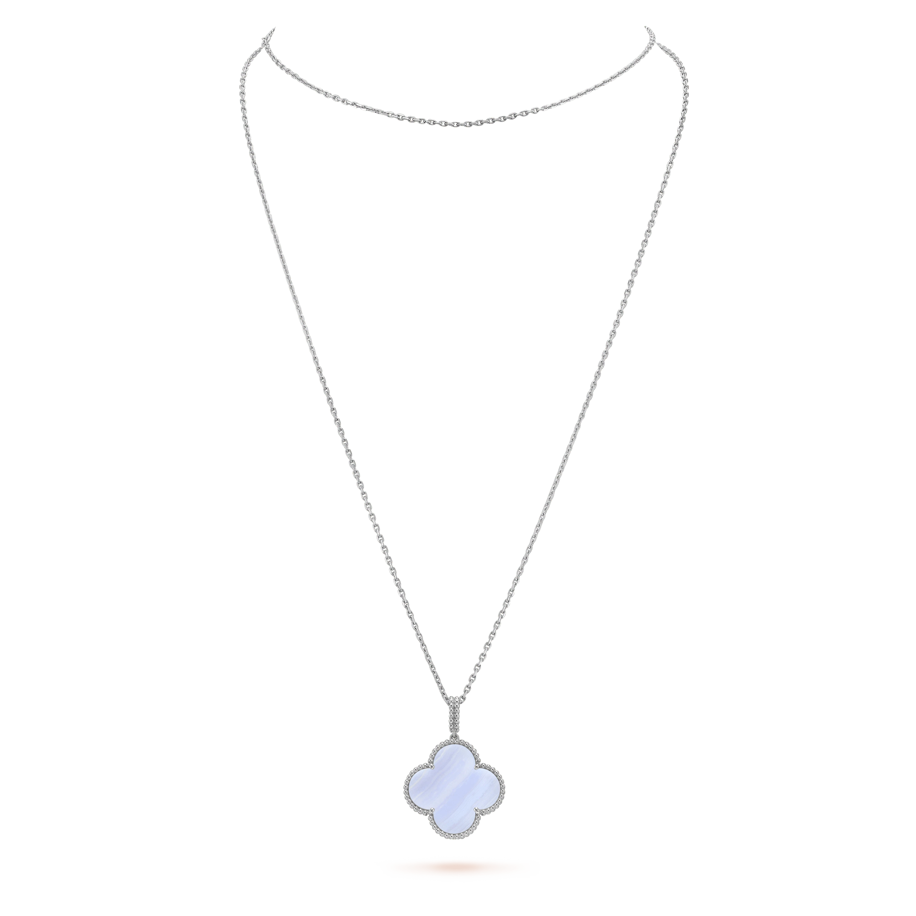 [Topon]CLOVER SILVER CHALCEDONY BIG CLOVER NECKLACE