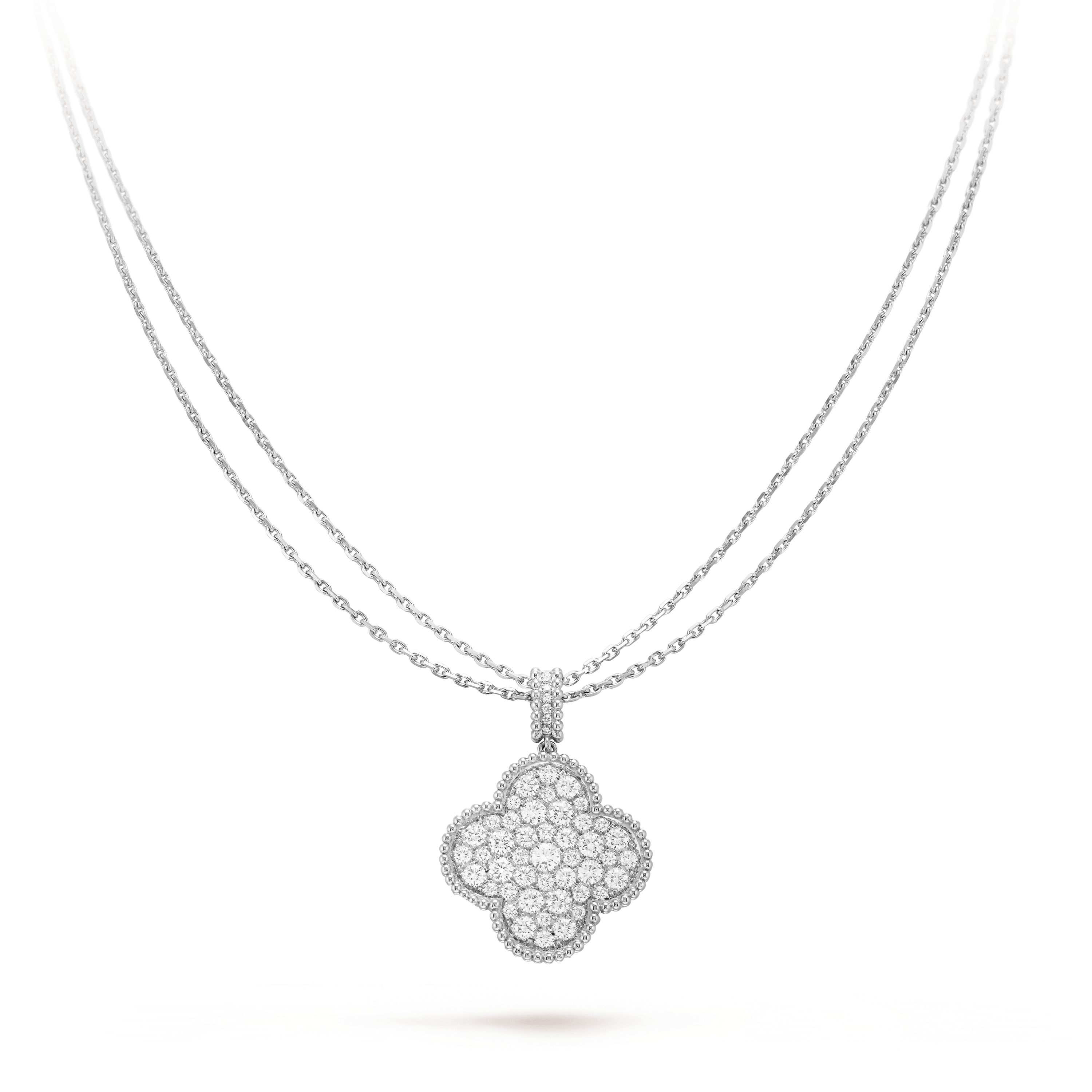 [Topon]CLOVER 25MM SILVER FULL DIAMOND BIG CLOVER NECKLACE