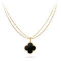 [Topon]CLOVER 25MM GOLD ONYX BIG CLOVER NECKLACE