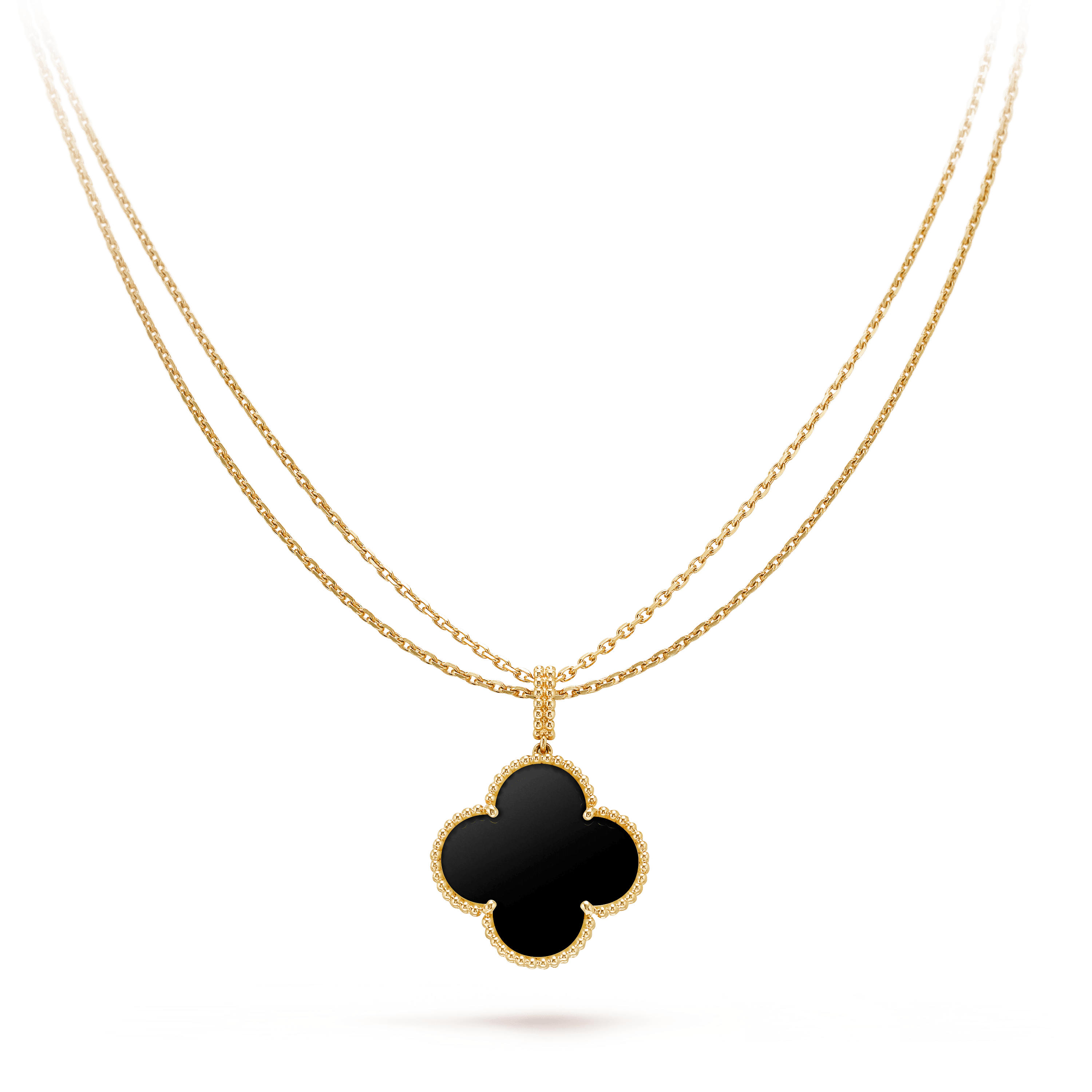 [Topon]CLOVER 25MM GOLD ONYX BIG CLOVER NECKLACE