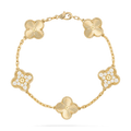 [BIJOUX]BRACELET TRÈFLE 5 MOTIFS OR DIAMANT