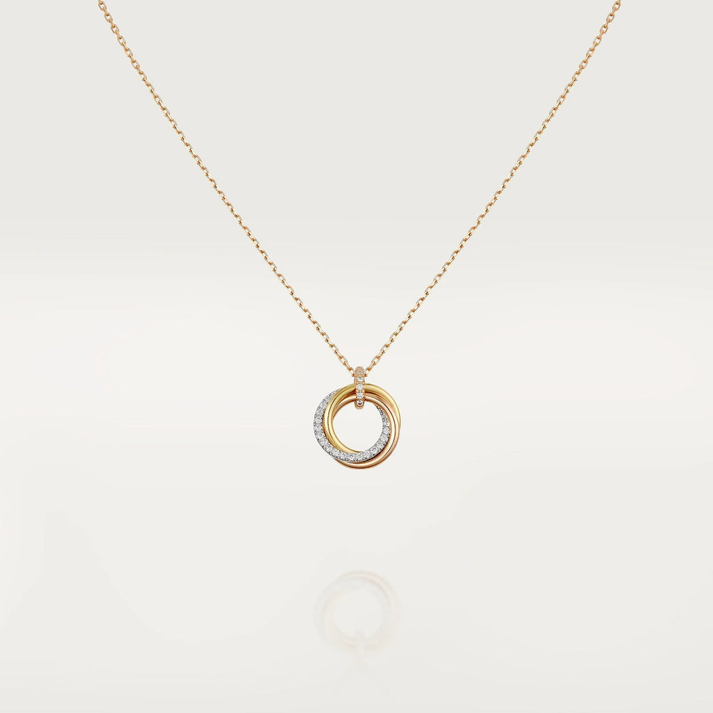 [BIJOUX]TRINITY NECKLACE SILVER GOLD PINK GOLD DIAMONDS