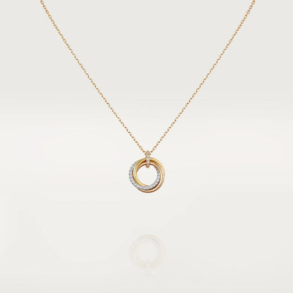 [BIJOUX]TRINITY NECKLACE SILVER GOLD PINK GOLD DIAMONDS