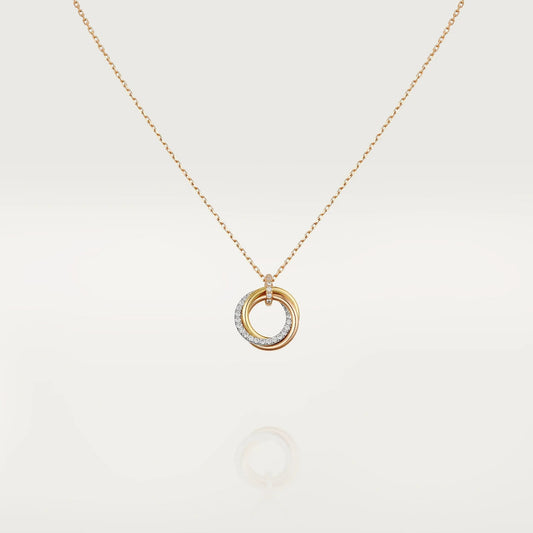 [BIJOUX]TRINITY NECKLACE SILVER GOLD PINK GOLD DIAMONDS