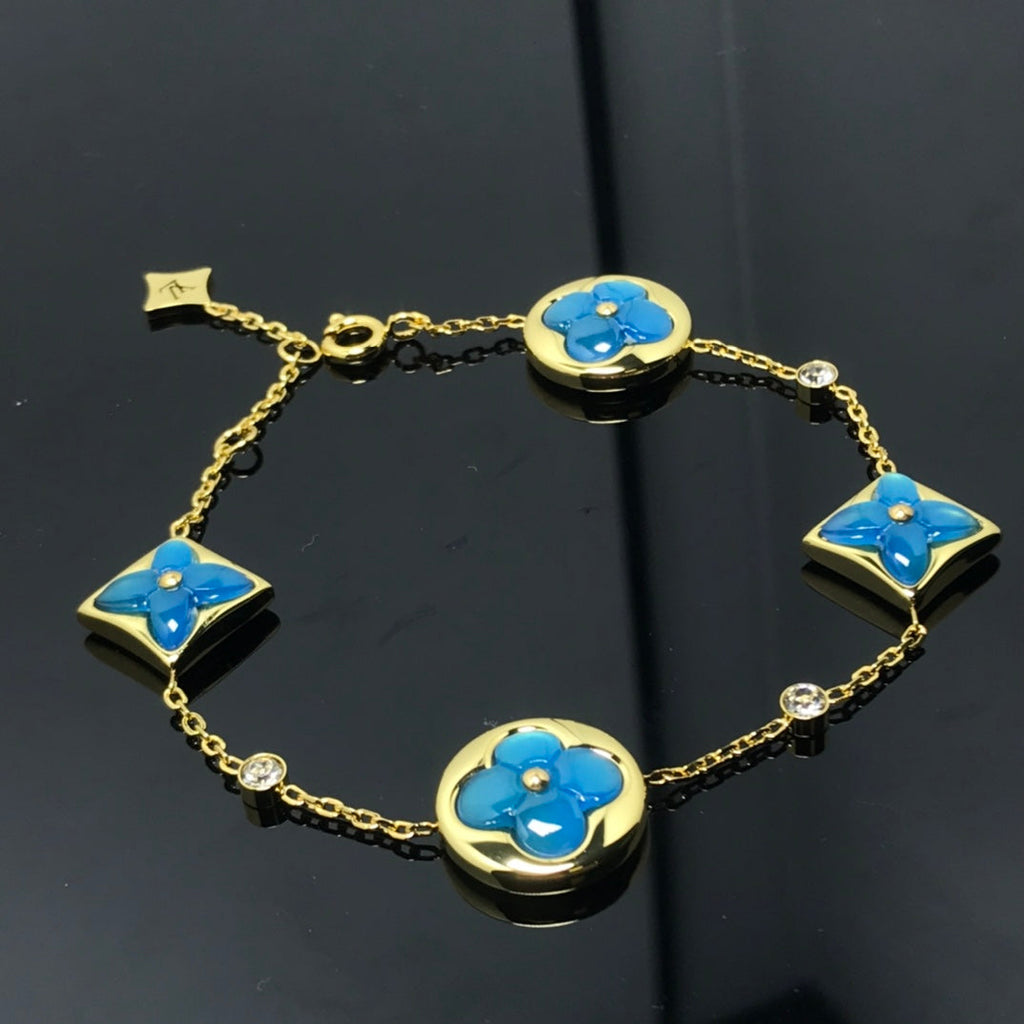 [BIJOUX]STAR AND SUN 4 MOTIF BLUE BRACELET