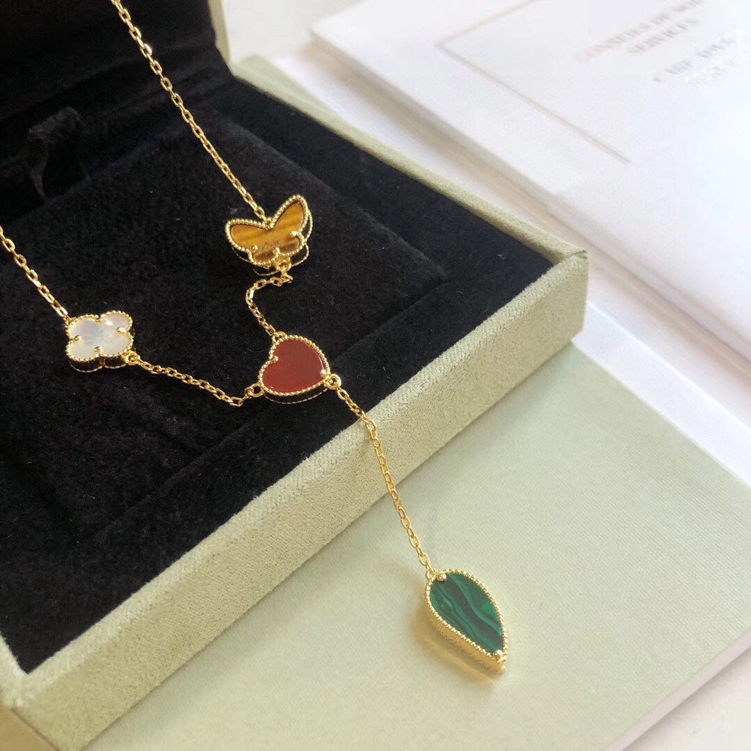 [Topon]LUCKY SPRING 4 MOTIFS ROSE GOLD NECKLACE