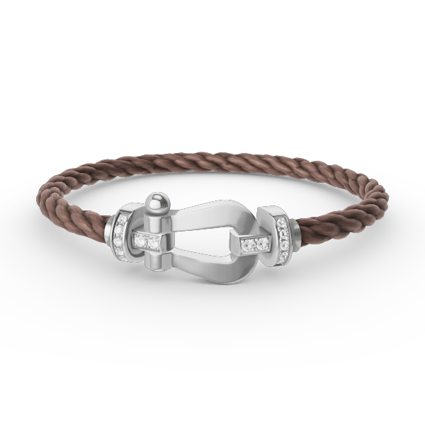 [BIJOUX]BRACELET FORCE LARGE FER A CHEVAL DEMI DIAMANT ARGENT