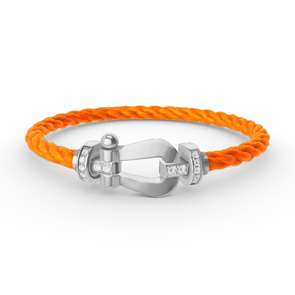 [BIJOUX]BRACELET FORCE LARGE FER A CHEVAL DEMI DIAMANT ARGENT