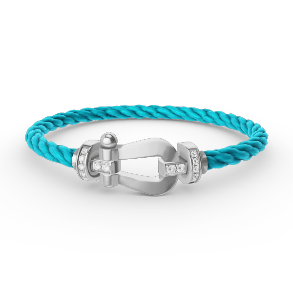 [BIJOUX]BRACELET FORCE LARGE FER A CHEVAL DEMI DIAMANT ARGENT