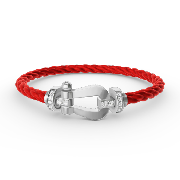 [BIJOUX]BRACELET FORCE LARGE FER A CHEVAL DEMI DIAMANT ARGENT