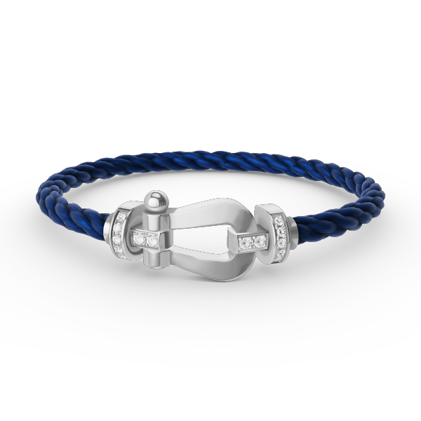 [BIJOUX]BRACELET FORCE LARGE FER A CHEVAL DEMI DIAMANT ARGENT