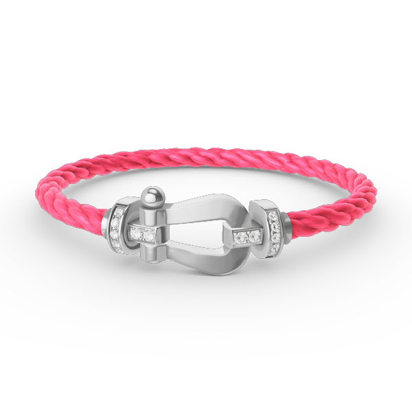 [BIJOUX]BRACELET FORCE LARGE FER A CHEVAL DEMI DIAMANT ARGENT