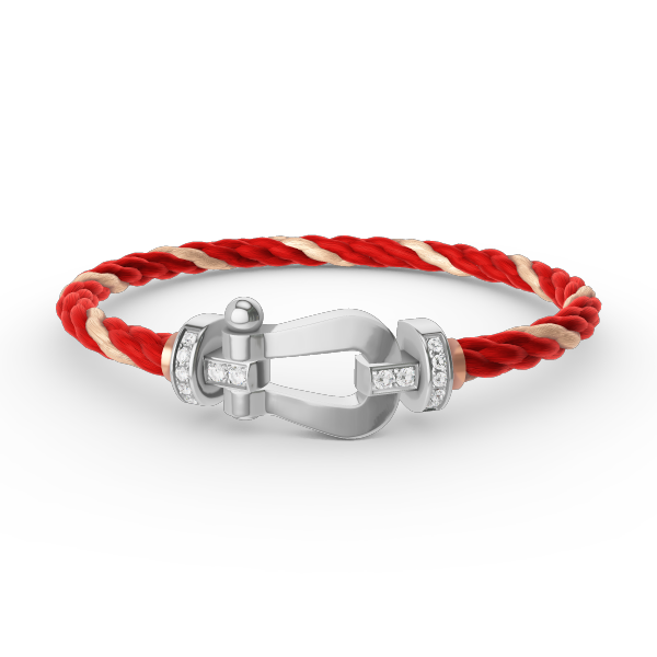 [BIJOUX]BRACELET FORCE LARGE FER A CHEVAL DEMI DIAMANT ARGENT