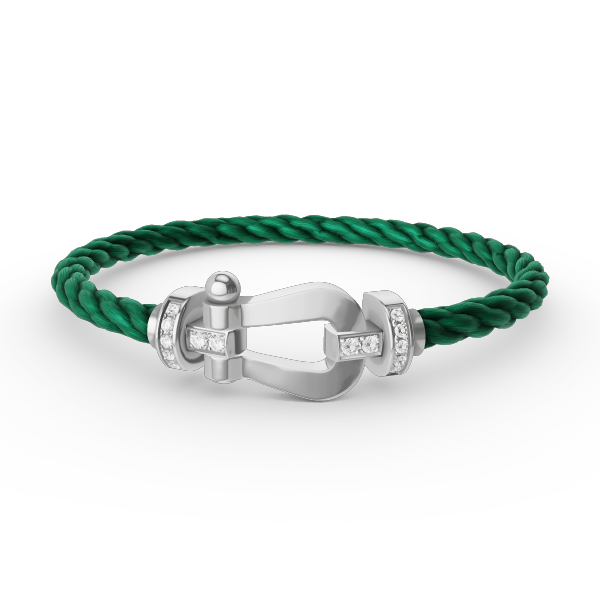 [BIJOUX]BRACELET FORCE LARGE FER A CHEVAL DEMI DIAMANT ARGENT