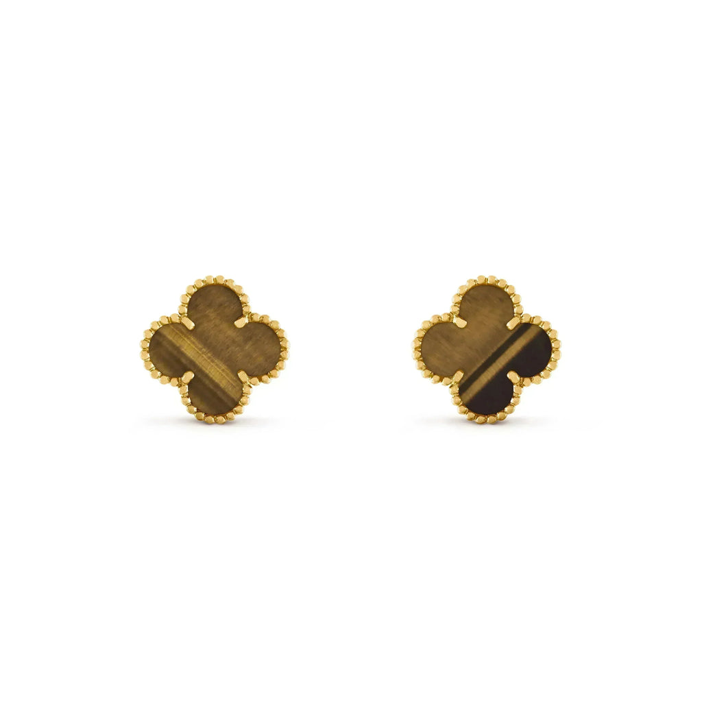 [Topon]CLOVER MEDIUM 1 MOTIFS TIGER EYE EARRINGS