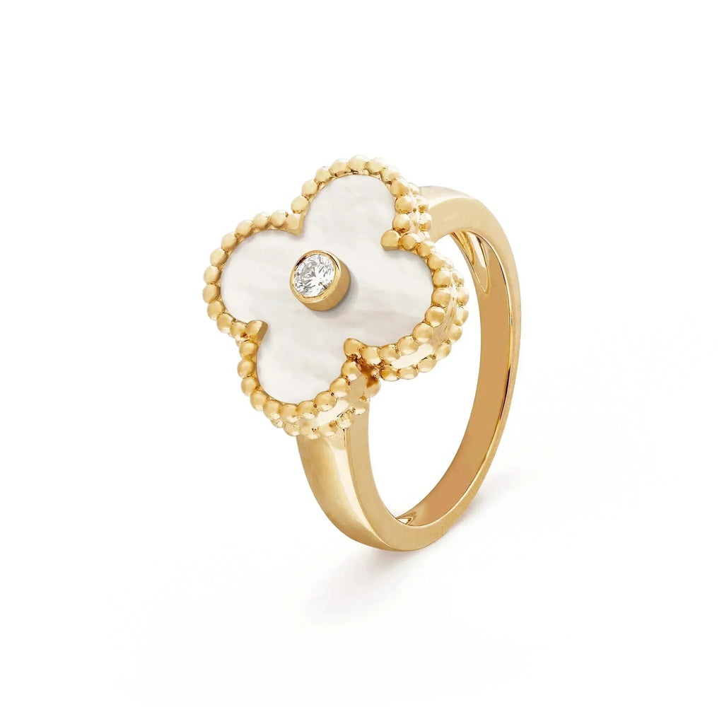 [Topon]CLOVER PINK MOP RING GOLD DIAMOND