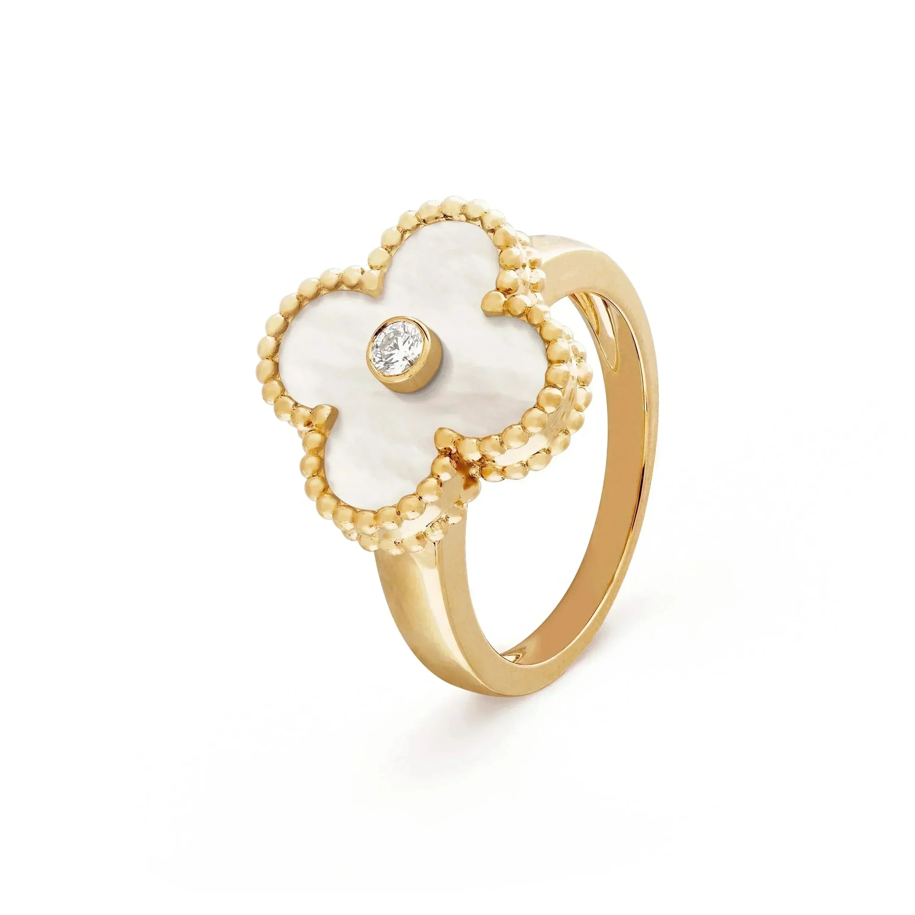 [Topon]CLOVER PINK MOP RING GOLD DIAMOND