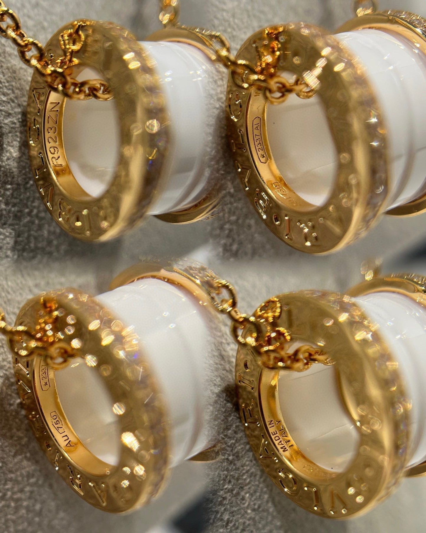 [BIJOUX]ZERO 1 WHITE CERAMIC DIAMOND PINK GOLD NECKLACE